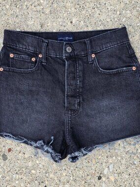 Lucky Brand High Rise Mom Black Denim Cutoff Shorts 4/27